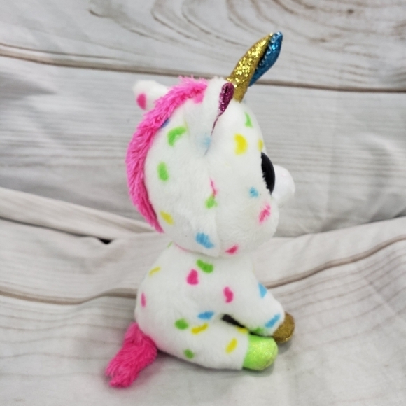 TY Beanie Boos Harmonie Rainbow Confetti Unicorn 6.5 Inch Plush Stuffed Toy 2016 - Picture 4 of 8